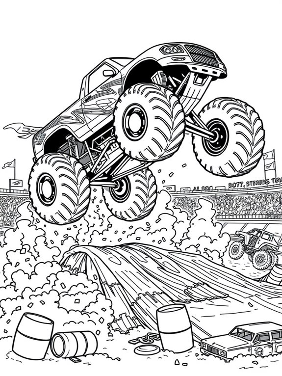 monster truck adventure coloring page