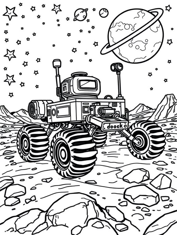 moon rover and stars