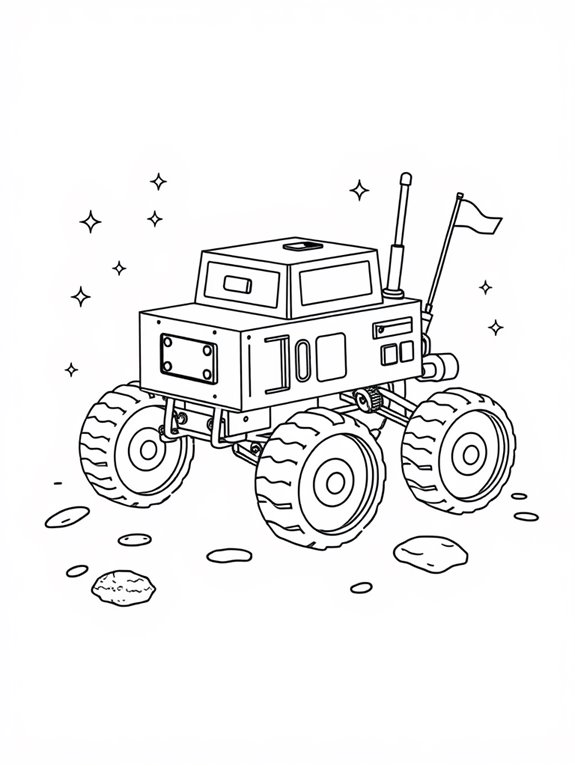 moon rover coloring outline