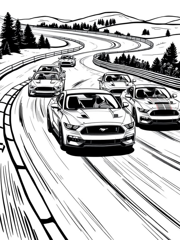 mustang racing coloring page