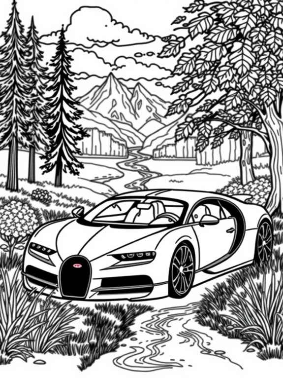 nature themed bugatti coloring page