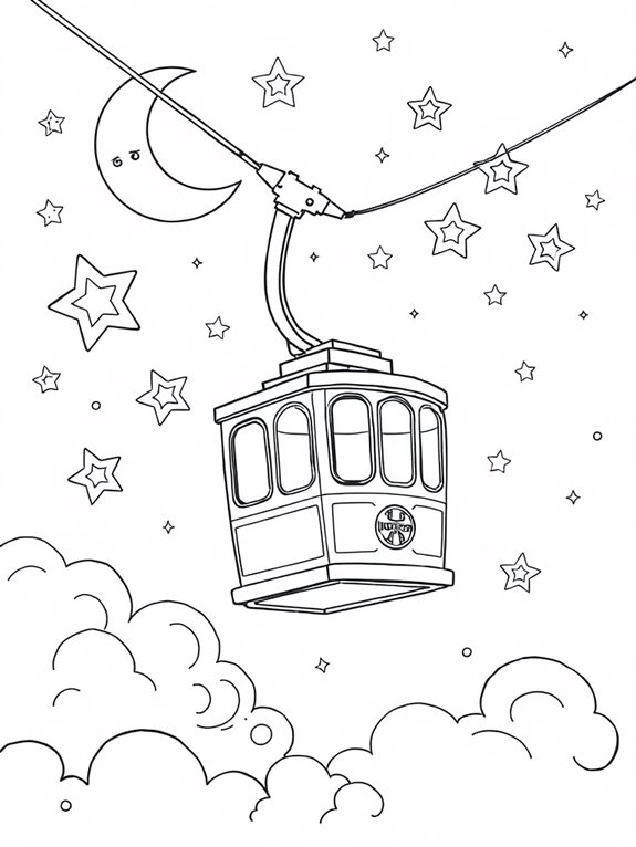 night sky cable car