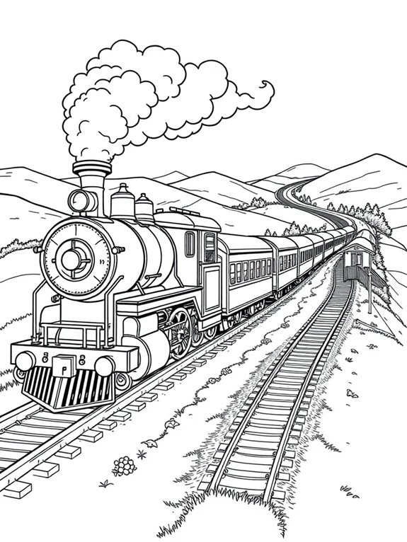 passenger train coloring page