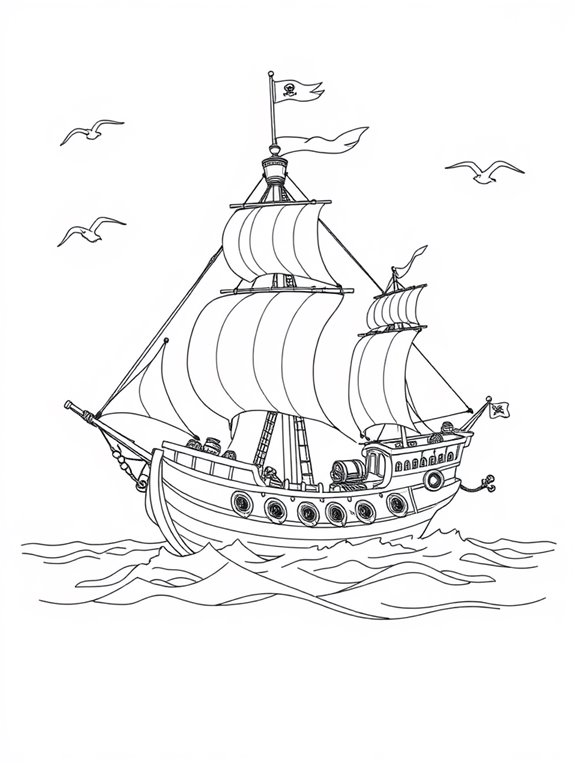 pirate ship coloring page