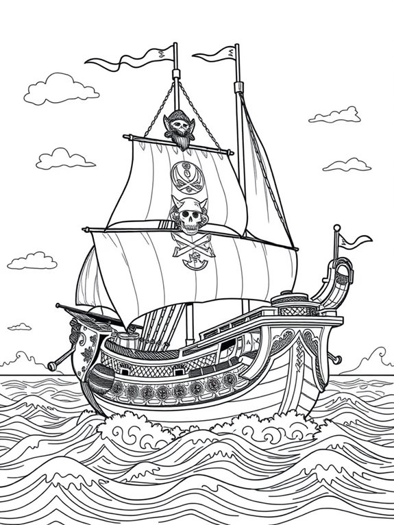 pirate ship coloring page