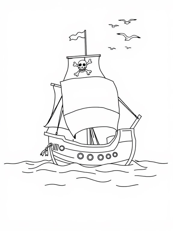 pirate ship coloring page