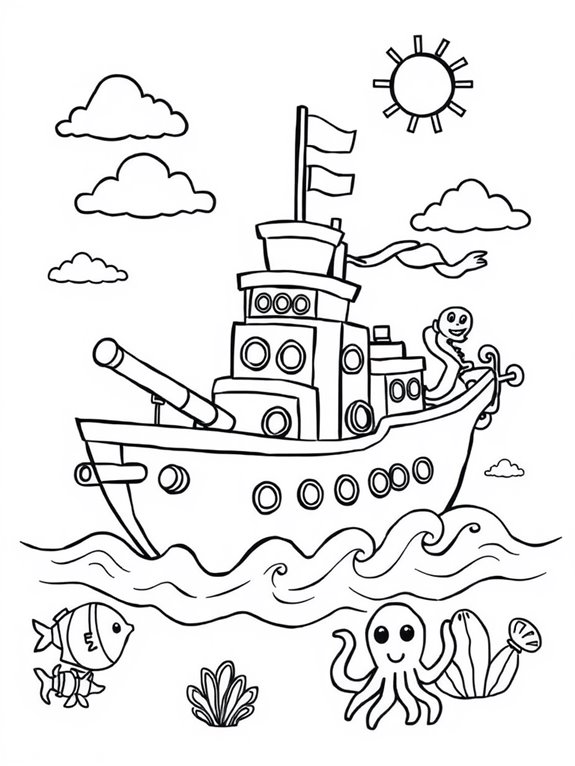 playful battleship coloring page