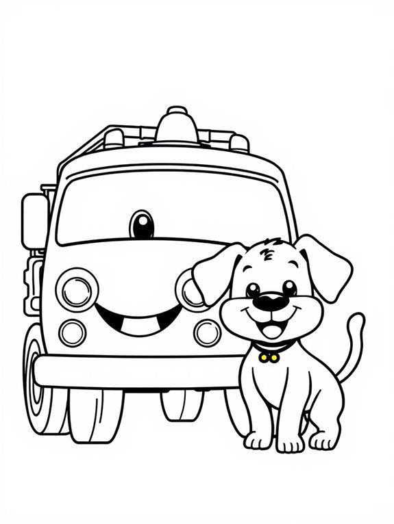 playful fire truck illustration