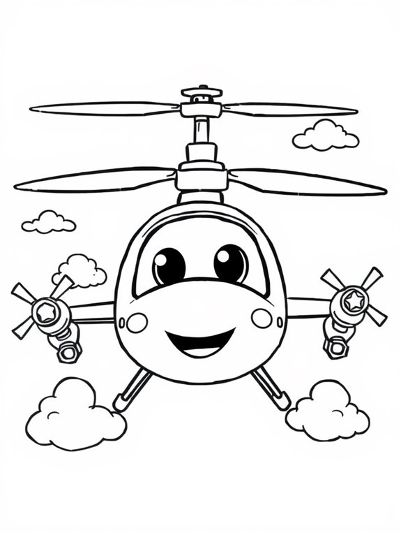 playful helicopter coloring page