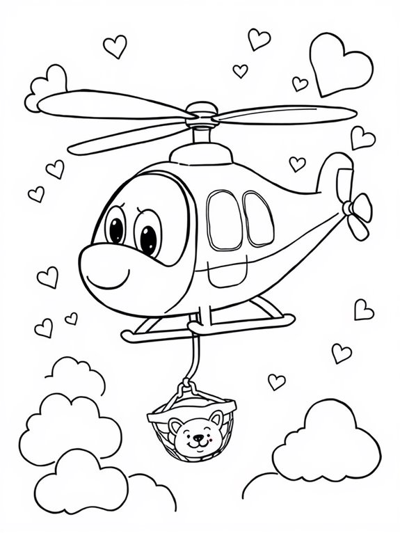 playful helicopter coloring page