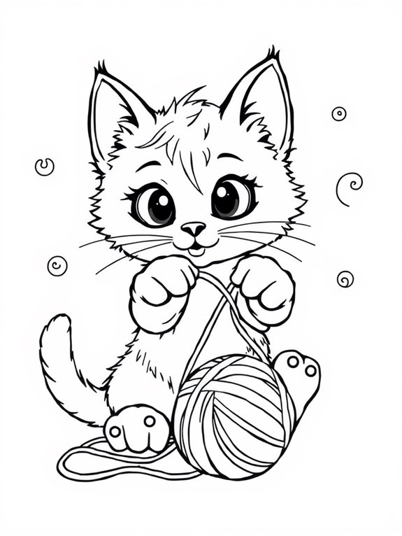 playful kitten coloring page