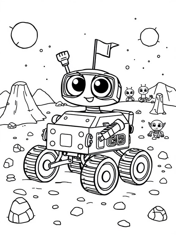 playful mars rover illustration