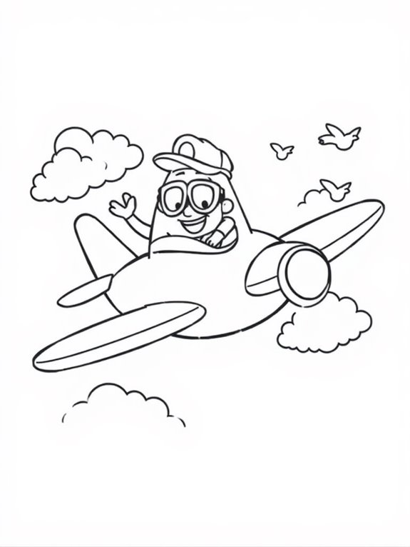 playful pilot coloring page