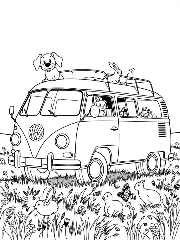 playful volkswagen bus animals