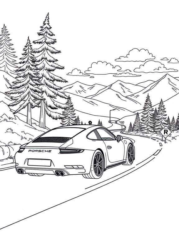 porsche coloring page adventure