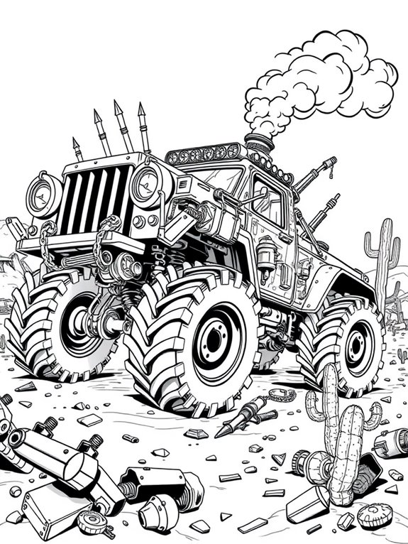 post apocalyptic vehicle coloring page