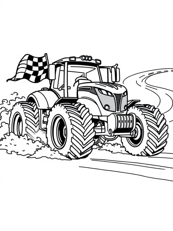 racing tractor coloring page