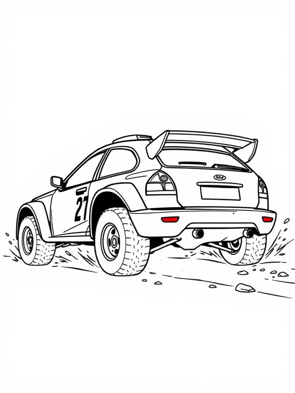 rally car coloring outline