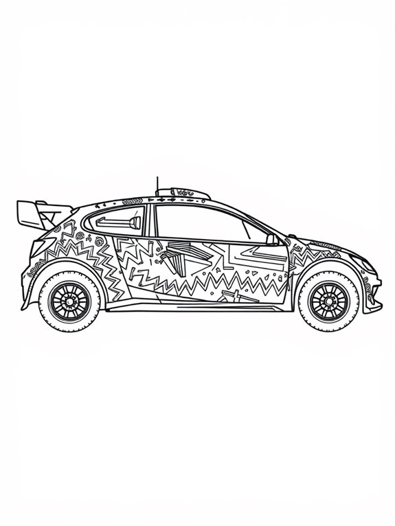 rally car with patterns