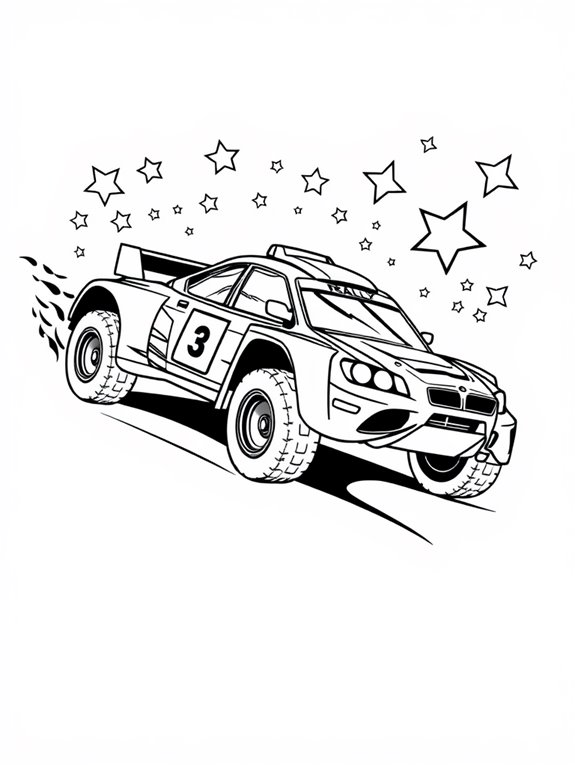 rally car with stars