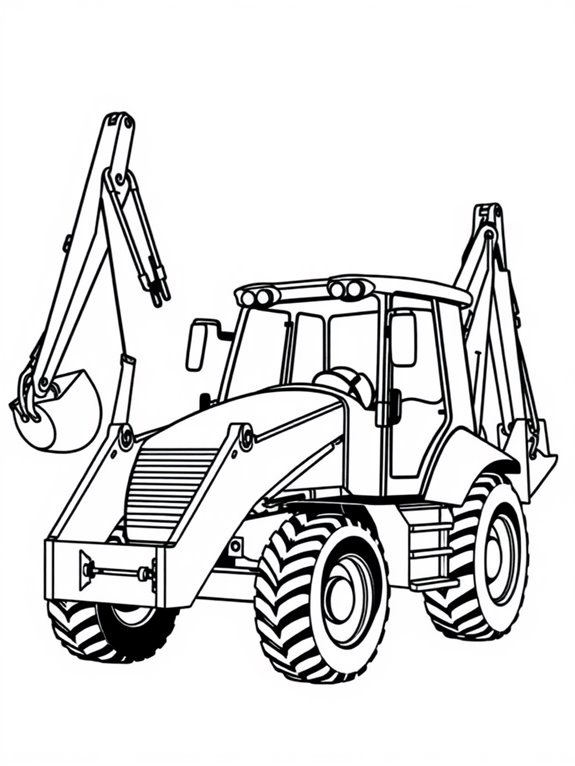 realistic backhoe loader outline