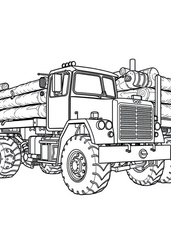 realistic logging truck illustration