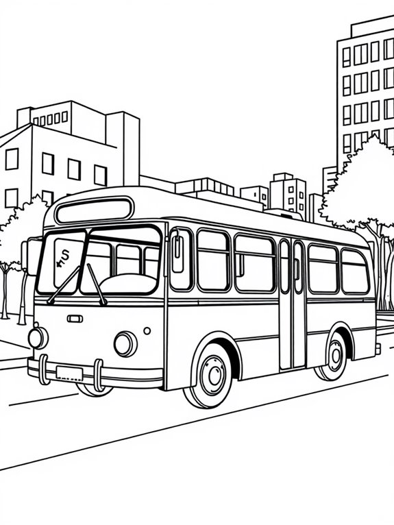 retro city bus illustration