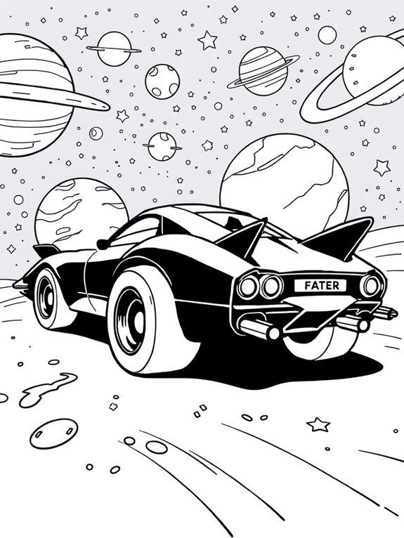 retro space car coloring