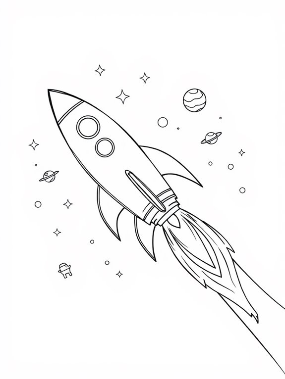 rocket coloring page design