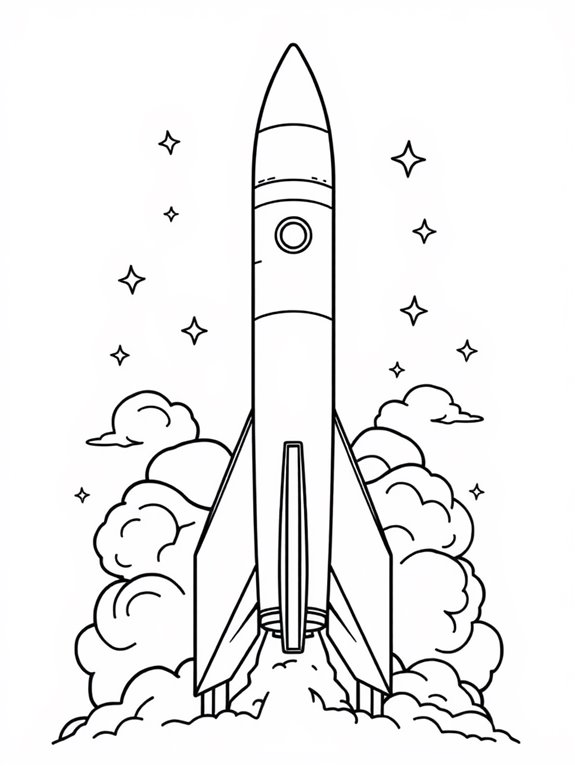 rocket coloring page design