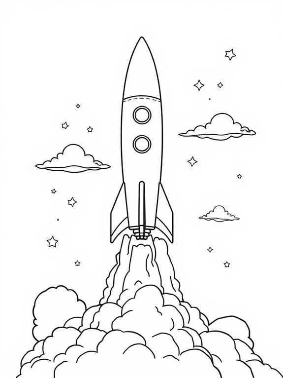 rocket launch coloring page