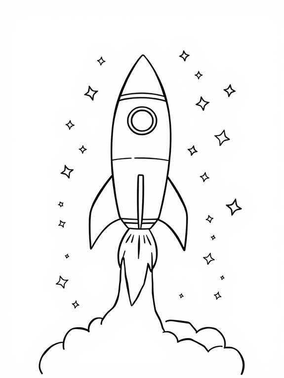 rocket launch coloring page