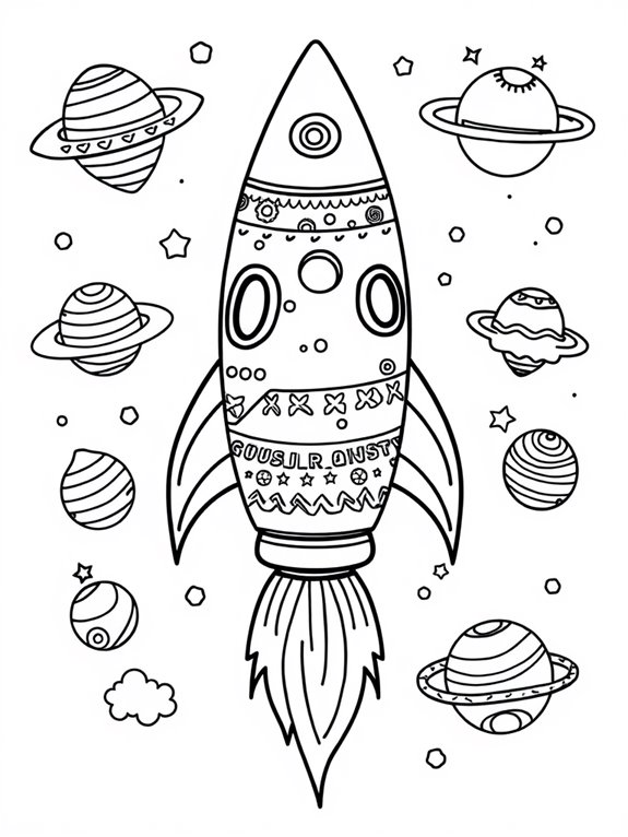 rocket ship coloring page