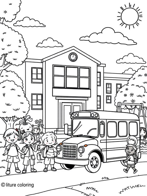 school bus coloring page