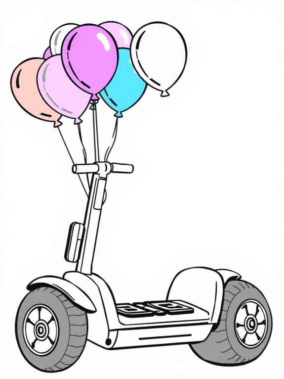 segway with colorful balloons