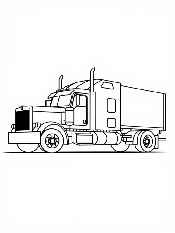 semi truck silhouette coloring page