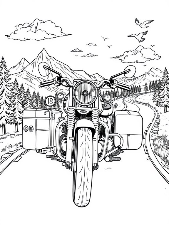 sidecar motorcycle adventure coloring