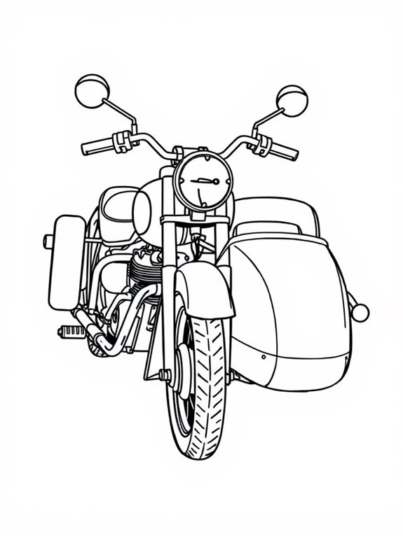 sidecar motorcycle coloring page