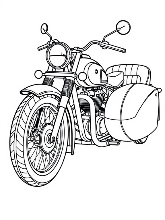 sidecar motorcycle line art