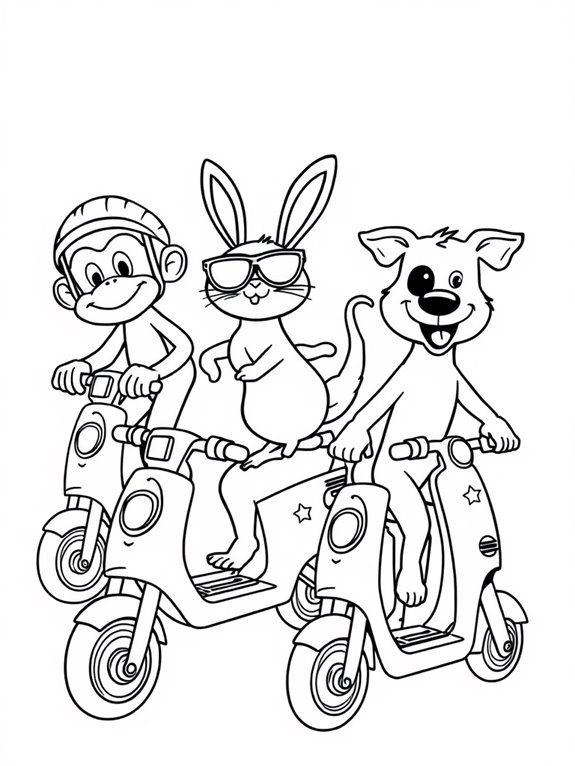 silly animals on scooters