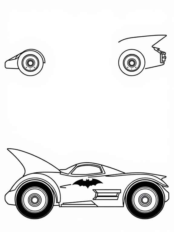 simple batmobile coloring page