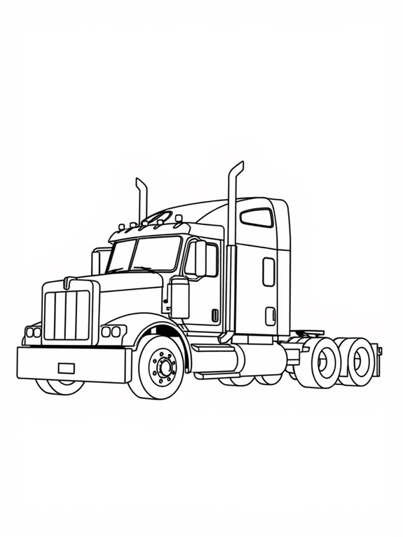 simple semi truck outline coloring