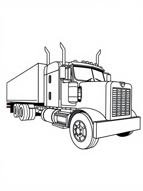 simple semi truck outline illustration