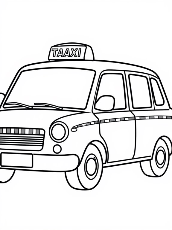 simple taxi coloring page