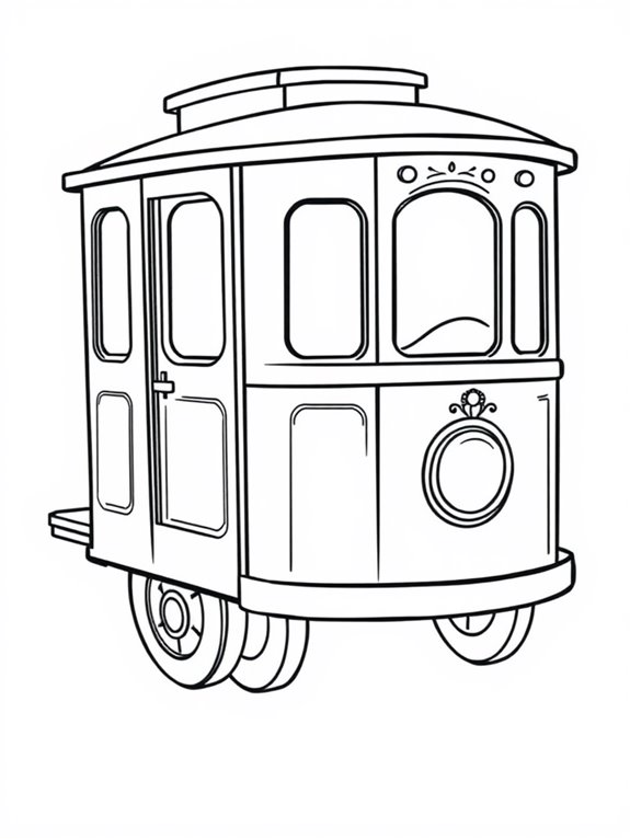 simple trolley coloring outline