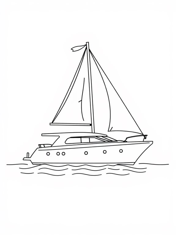 simple yacht coloring page