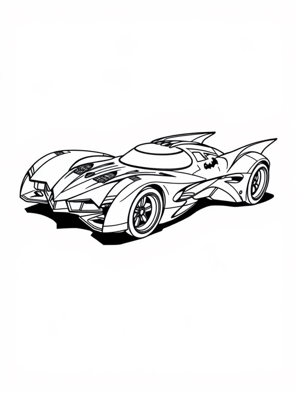 sleek batmobile coloring page