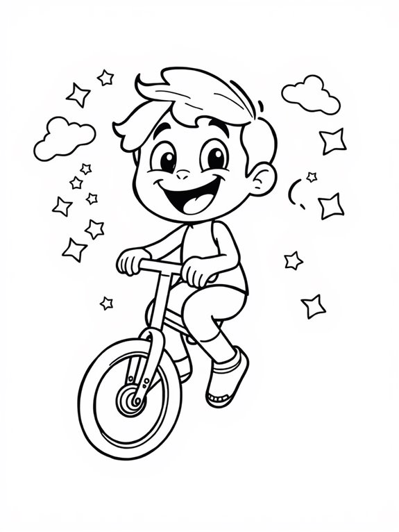 smiling cartoon unicycle character