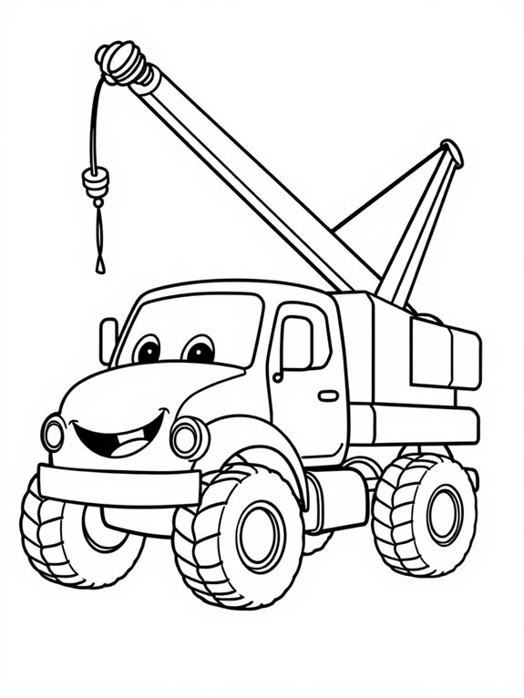 smiling crane truck coloring