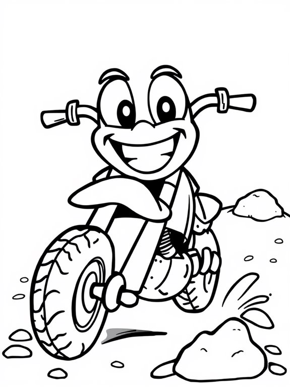 smiling dirt bike character